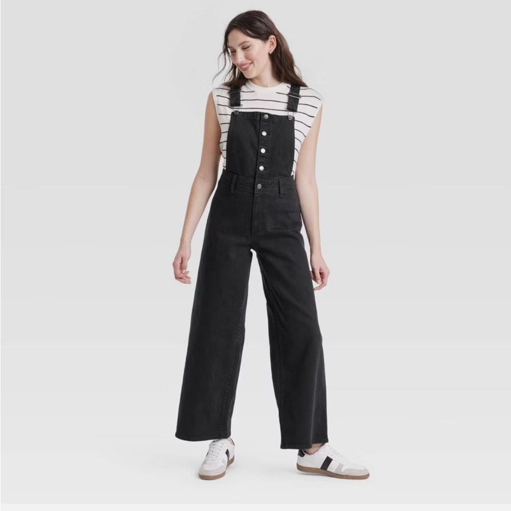 Women's Black Denim Overalls